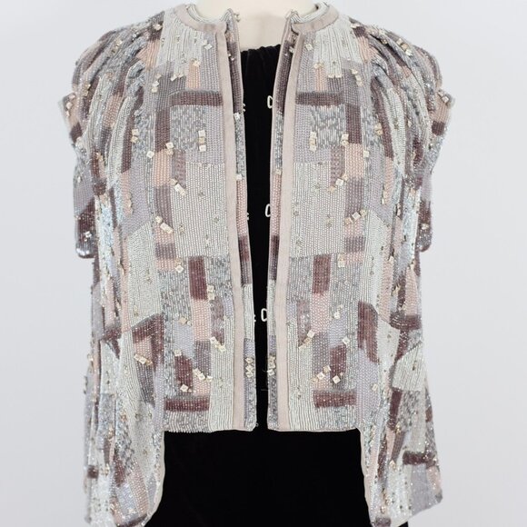 Giorgio Armani Black Label jacket sz S / M couture embellished jacket silver 12k - Picture 10 of 14